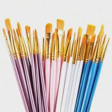 10pcs/Set Nylon Hair Watercolor Brush Set, Learning And DIY Acrylic Art Brushes, Perfect New Year Gift For Students And Artists. Suitable For Painting And Crafting, Suitable For Students And Adults - Multicolor - View 1
