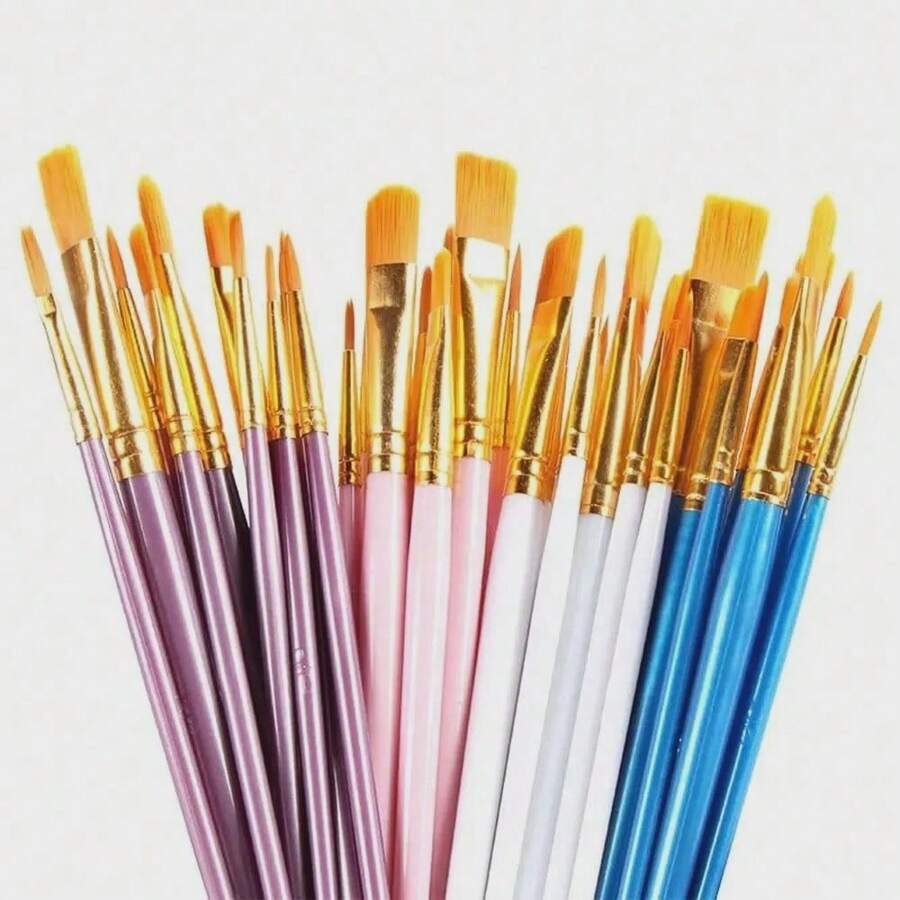10pcs/Set Nylon Hair Watercolor Brush Set, Learning And DIY Acrylic Art Brushes, Perfect New Year Gift For Students And Artists. Suitable For Painting And Crafting, Suitable For Students And Adults - Multicolor - View 1