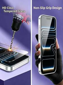3-In-1 Protection Kit, Compatible With IPhone Phone Case, With Screen Protector [2 Pieces Set], Supports Face ID Unlock, Scratch-Resistant High-Definition Tempered Glass Screen Protector, Transparent Shockproof Phone Case, Crystal Clear Protective Shell, Anti-Yellowing, Camera Protection, Flexible TPU Silicone Cover - Transparent - Clear - View 3