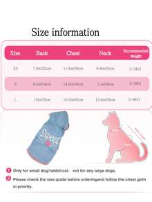 Pet Autumn/Winter Hooded Sweatshirt Letter Minimalist Style Cat & Dog Outdoor Wear - Baby Blue - View 2