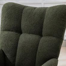 Teddy Fabric Rocking Chair With Pocket, Soft Rocking Chair For Nursery, Comfy Wingback Golider Rocking Chair With  Solid Wood Base, Living Room - Dark Green - View 9