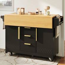 Sideboard Made Of Wood With 3 Drawers With Storage Adjustable Black For Living Room And Dining Room - Black - View 3
