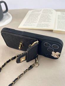 KOOLIFE Diagonal Textured Wallet Phone Case, Minimalist Elegant Design With Exquisite Fashion Elements, Unisex, Scratch-Resistant Wear-Resistant Durable Surface, Compatible With 15, 16, 17 Series (Including Pro And Pro Max Versions) - Black - View 4