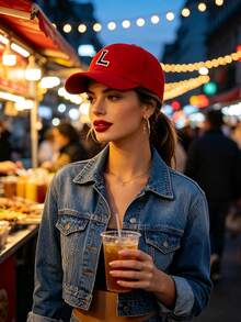 1pc Unisex A-Z Letter Adjustable Baseball Cap, Unisex Casual Soft Top Hat, Outdoor Sports Sun Hat - Red - View 6