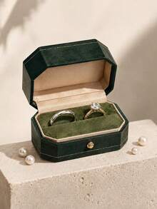 Personalized Octagonal Ring Box, Vintage Leather Style, Can Hold Two Wedding Rings,And Can Be Customized With The Couple's Names As An Engagement Gift - Multicolor - View 3