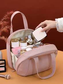 Women's Shell-Shaped Makeup Bag, Large Opening Multi-Compartment, Large Capacity Handheld Travel Portable Cosmetic & Toiletry Storage Bag - Multicolor - View 1