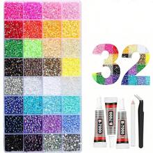 32,000pcs/40 Colors/6mm Flat Back Rhinestone Set, Multi-Color Handmade Gemstone Set With Pickup Pen And Tweezers, Suitable For DIY, Clothing, Shoes, Shiny Decorations, Colorful Mixed Palette - Multicolor - View 12