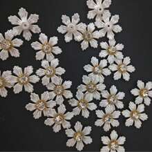 30pcs Faux Pearl & Rhinestone Decorated Flower Design Hat Dress Decorative Buttons DIY Handmade Craft Accessories - Leaf Pearl Flower - View 4