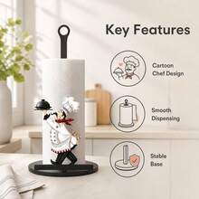 Cute Chef Shaped Kitchen Paper Towel Holder With Tray Design, Freestanding Paper Towel Rack Suitable For Kitchen, Living Room, Dining Room And Bathroom, Combines Decorative And Practical Functions - View 9