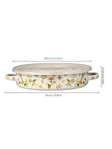 1pc Flat Bottom Pan With Ceramic Dual Handles And Transparent Lid, Frying Pan, Double-Handle Baking Tray, Even Heat Distribution, Good Heat Retention, Versatile For Frying, Easy To Clean, Durable, Essential Kitchen Tool For Home Cooks, Suitable For Grilling, Frying, Baking And More Cooking Methods, Back To School Gift - View 4