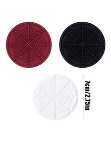 4 Packs Spider Web Car Coasters, Halloween Fun Non-Slip Silicone Decorative Coasters, Unisex Gothic Car Cup Holder Accessories - A - View 5