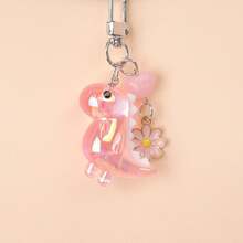 1 Set 5pcs Unisex New Electroplated Iridescent Cute Little Dinosaur Keychain Cartoon Transparent Dinosaur & Star Accessories Suitable As Gift For Best Friends Bag Pendant - Multicolor - View 3