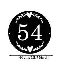 3 Sizes Available! Custom Metal House Number Plate With Elegant Olive Wreath - Black Round House Number And Address Plate - Metal House Number Plate - Black - View 14