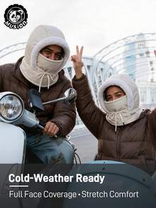 Musion 1/2/3pcs Fleece Lined Winter Balaclava, Windproof Drawstring Full Face Coverage Warm Snow Hat, Suitable For Skiing Outdoor Cold Weather, Warm Balaclava, Fleece Lined Drawstring Full Coverage Face Mask Hat, Suitable For Outdoor Travel Daily Use - Multicolor - View 10