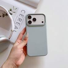 1pc Silicone Phone Case Compatible With 18 Pro Max 18 Pro17 Pro Max 16 15 14 13 Pro Max Plus,PBuilt-In Fleeceremium Minimalist Siliconer Shockproof Anti-Drop Slim Protective Cover - Silver - View 3