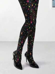 Halloween Print Over-The-Knee Socks, Multiple Patterns, Dark Style Outfit, Cosplay, Basic Socks, Halloween Socks - Multicolor - View 3