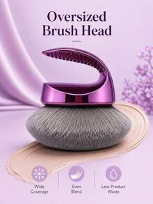1pc Extra Large Body Makeup Brush For Self Tanner, Soft Dense Curved Kabuki Brush For Leg & Body Makeup, Bronzer, Foundation, Sunscreen, Tanning Mousse & Lotion, Smooth Even Application Makeup Tool - Multicolor - View 6