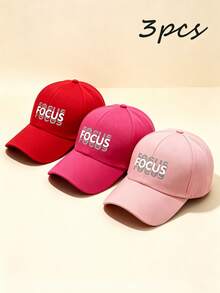 1/3件中性印花「FOCUS」棒球帽，可調節遮陽帽，透氣卡車帽，適合運動/日常/街頭風/旅行/夏季 - 彩色 - 查看 3