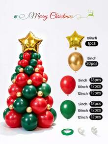 18 Inch Star-Shaped Gold Foil Balloon, 12/10/5 Inch Deep Green/Red/Metallic Gold/Lime Green Balloon Christmas Tree Set, Suitable For Christmas, Birthday, Christmas Tree Theme, New Year's Eve, Bachelor Party Decoration - View 11