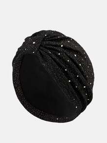 1pc Women's Sequin Crinkle Turban Hat, Muslim Headscarf Cap - Multicolor - View 1