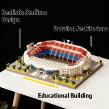 Camp Nou Stadium Mini Building Blocks Set, High Difficulty DIY Building Model, Assembly Toy, Detailed Stadium Replica, Desktop Decoration Ornament, Football Fan Collectible Commemorative Gift, Christmas Birthday Gift 3418pcs/2800pcs - Multicolor - View 7