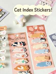 4 Sets/24 Styles Creative Cartoon Cat Index Sticky Notes, Cute Cartoon Desktop Memo Notes, Adhesive Marker Classification Stickers, Used For Marking, Classification, Note-Taking, Etc., Random Styles - one-size - View 8