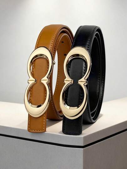 New Designer Letter Buckle Belt - Paired With Exquisite Alloy Buckle, Light Luxury Versatile, Suitable For Daily Commute, Date, Wedding And More Occasions