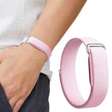 Woven Nylon Watch Band Compatible With Google Air Fitness Tracker, Screenless Health Tracker Replacement Wristband, Air Hook And Loop Strap, Adjustable Soft Breathable Lightweight Sports Wristband, Unisex Suitable For Running, Fitness, Daily Wear And Student Use - Baby Pink - View 9