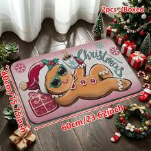 1/2/3pcs Christmas Theme Kitchen Rug, Flannel Kitchen Rug Comfortable Soft Absorbent Non-Slip Machine Washable With Non-Slip Backing Multi-Functional Home Floor Mat Suitable For Doorway Living Room Bedroom Kitchen Dining Room Bathroom Laundry Room Patio Entryway Entrance Mat Holiday Christmas Decoration Rug - Multicolor - View 14