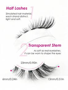 Sibeuna 9 Pairs Natural Looking Half Lashes, Transparent Band Soft Delicate Cat Eye & Extended Outer Corner, Faux Mink Lashes Strip Lashes For Beginners,Lashes Corner Eyelashes - Black - View 4