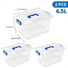 2PCS Transparent Plastic Storage Boxes With Lids, 7 Sizes Stackable Organizer Containers For Closet, Kitchen, Office, Durable Clear Storage Bins For Home, Bedroom Closet And Food Pantry - View 15