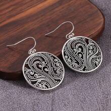 Exquisite Elegant Women's Dangle Earrings, Unique Handmade Twisted Round Hollow Design, Suitable For Casual Wear - Silver - View 4