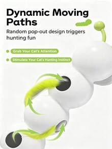 Interactive Cat Toy For Indoor Cats, Automatic Motion Sensor Fluffy Tail Cat Toy, Electric Teaser Wand, Suitable For Kittens And Bored Cats, USB Rechargeable Caterpillar Toy With Suction Cup - White - View 6