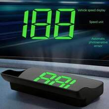 汽車 HUD 抬頭顯示器（含 GPS）－白色與綠色 LED，適用所有車型，無需電池（USB 供電），簡易安裝，車速表顯示，現代汽車配件，數位速度顯示，通用汽車速度表，汽車配件 - 亮黑色 - 查看 14