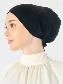 1pc Tie Back Mesh Net Inner Under Cap Modal Soft Stretch Jersey Cap Undercap For Dres - Solid Color - View 4