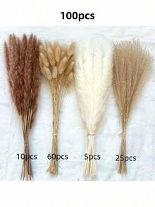 20/80/100/200pcs Brown Artificial Reed Grass Bouquet, Large Capacity Rabbit Tail Grass, 43.18cm Bohemian Style Artificial Fluffy Reed, Suitable For Home, Wedding, Event And Holiday Decoration (Christmas, Halloween, Easter, Thanksgiving) - Brown - View 14