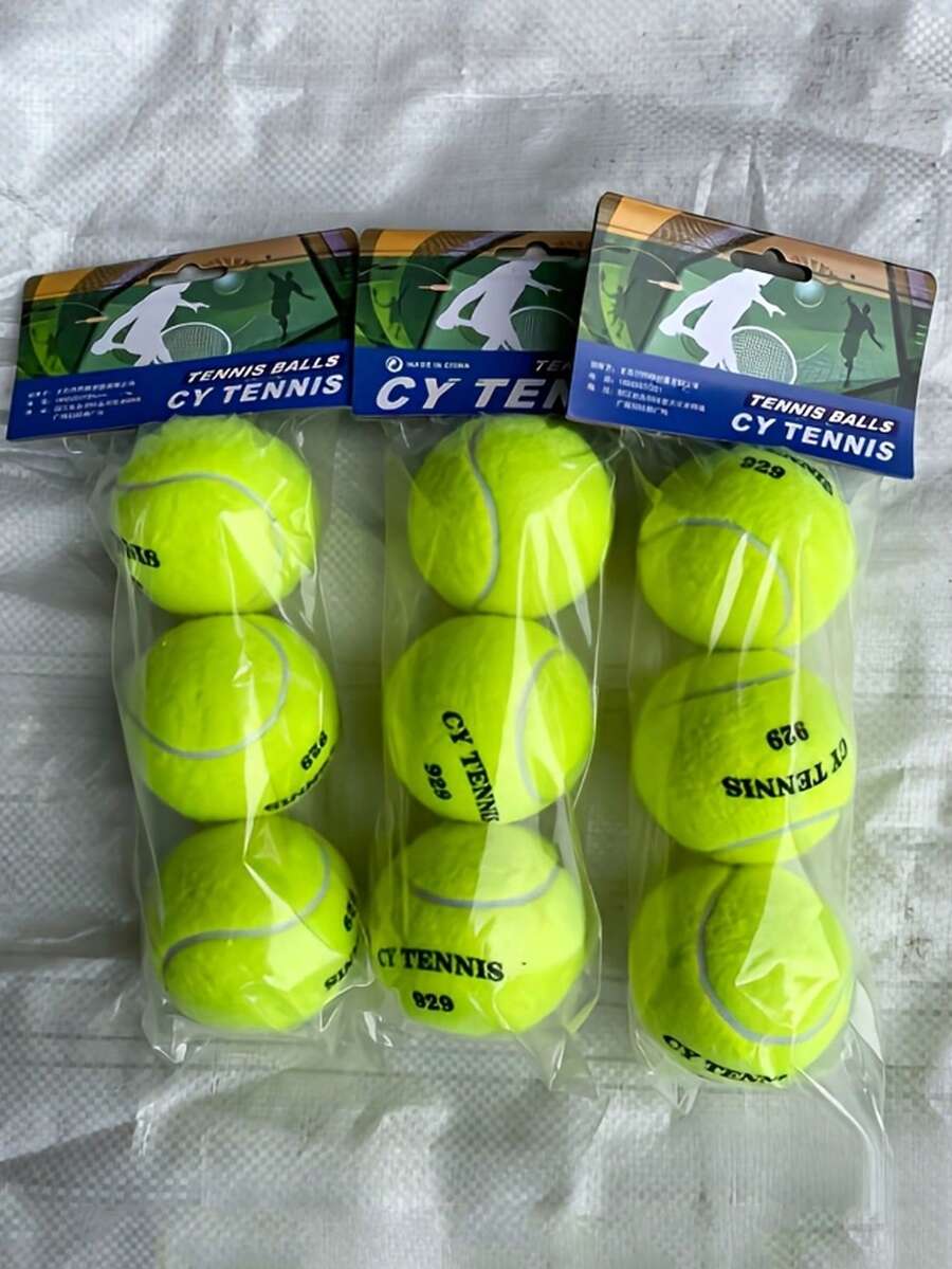 3pcs High Elasticity Tennis Training Balls, Durable And Wear-Resistant For Beginners, Training And Matches - Multicolor - View 1