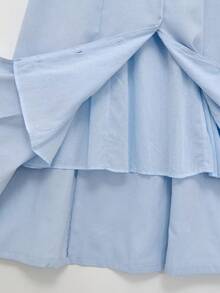 Women's Elegant Solid Color Sleeveless Fitted Dress - Baby Blue - View 8