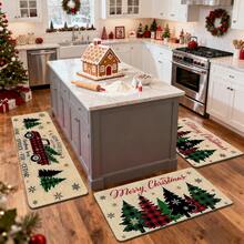 1/2/3pcs Christmas Theme Kitchen Rug, Flannel Kitchen Mat, Soft Comfortable Absorbent Non-Slip Machine Washable With Anti-Slip Backing, Suitable For Multiple Scenes: Entrance, Living Room, Bedroom, Kitchen, Dining Room, Bathroom, Laundry Room, Hallway, Christmas Holiday Home Decor Floor Mat - Multicolor - View 6