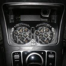 2pcs Shiny Car Accessories Cup Holder Coasters, Women's Style, Leopard Print Rhinestone Car Cup Coasters, Beverage Cup Coasters, 2.75 Inches - Rhinestones - View 9