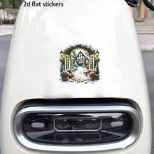 2D Flat Christmas Yard Pattern Exquisite Car Sticker, Premium Vinyl Waterproof Sticker For Wall - Multicolor - View 3