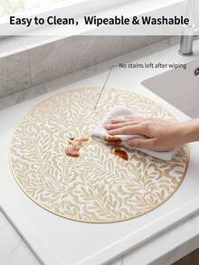 1-6pcs White & Champagne Gold Palm Leaf Pattern Placemats, French Minimalist PVC Embossed Heat-Insulating Table Mats, Valentine's Day Christmas Thanksgiving Decoration Pads - Multicolor - View 7