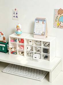 Multi-Compartment Drawer Desktop Organizer Box, Transparent Divided Storage For Jewelry, Stationery, Miscellaneous Items, Office Desk Small Object Organizer - Multicolor - View 7