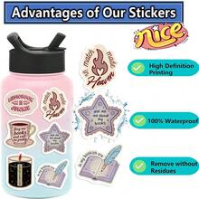 somoving 50pcs Bookish Mobile Phone Stickers, Creative Aesthetic Design Sticker, Applicable For Mobile Phone Case, Mobile Phone, Tablet, Laptop, Suitcase, For Ipad, Pencil Case, Helmet, Bicycle, Skateboard, Desktop, Headphone Case Minimalist Stickers - Multicolor - View 8