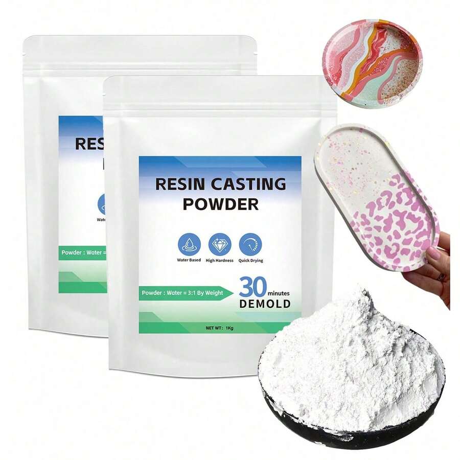 1件樹脂石膏鑄造粉 300/500/1000/2000g，快速凝固石膏水泥，適用於模具、水磨石、陶瓷、陶器、托盤、杯墊、花瓶、花盆、燭台、DIY雕塑、家居裝飾用品
