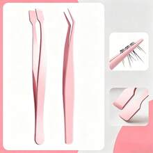 2pcs Stainless Steel Curved Elbow - Flat Head Craft Tweezers, Precision Tweezers, Suitable For Eyelash Extensions DIY, Eyebrows, Facial Hair, Ingrown Hair, Nail Art, Handmade Tweezers - Innovation - View 10