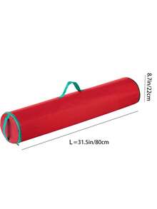 1pc Large Capacity Christmas Wrapping Paper Storage Bag, Zipper & Handle Design, Red Cylindrical Oxford Fabric Underbed Storage Box, Space-Saving Durable Holiday Gift Wrap Organizer, Suitable For Christmas Party, Home Bedroom Closet Decor Items - Red - View 5
