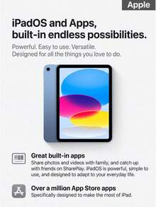 Tablet iPad generasi ke-10 dari Apple ini memiliki chip A14 Bionic unggulan, layar Liquid Retina 10,9 inci, dukungan pengisian daya cepat USB-C, dan versi Wi-Fi. - MultiWarna - View 6