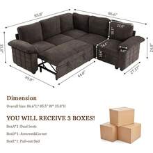 Modern L-Shape Sleeper Sofa With Pull-Out Bed And Storage Seat (Mocha Dark Brown, 5-Seater) - Mocha Brown - View 10