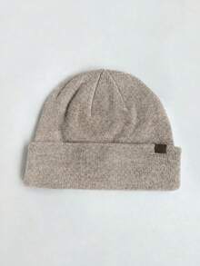 Women's Solid Color Ribbed Knit Loose Beanie, Soft Warm Folded Brim Winter Hat, Suitable For Daily Wear - Hat - View 12